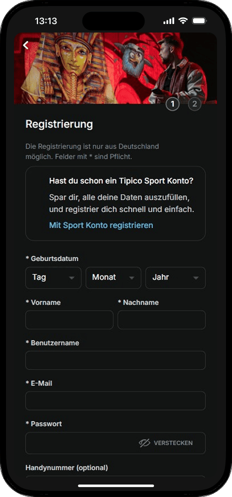 Tipico Games Register